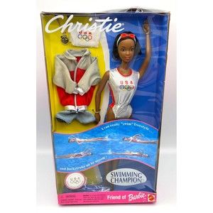 Vintage Barbie Friend Christie Swimming Champion USA Olympics Black Doll 1999